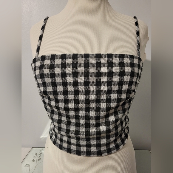 TWO CHOCOLATE RETRO CHECKERED CROP TOP - Picture 3 of 16